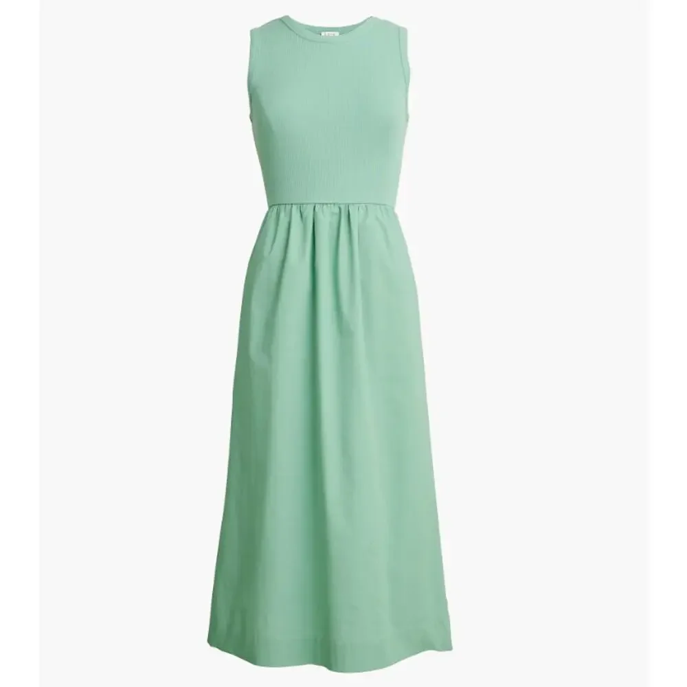 J.Crew Ribbed Knit Mixy Tank Midi Dress WMNS PS Eucalyptus Steam A-Line Pullover